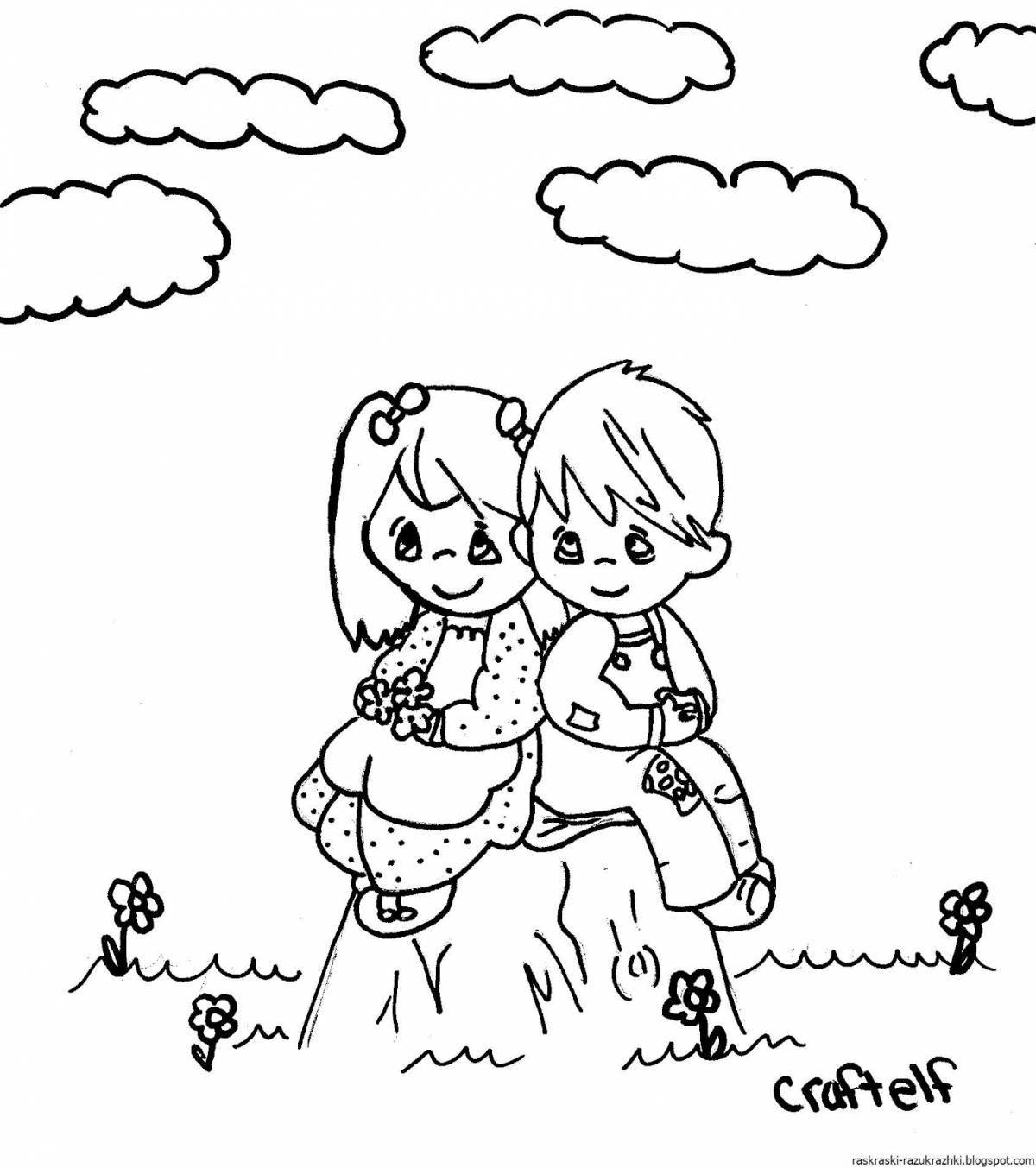 Glowing friendship coloring page