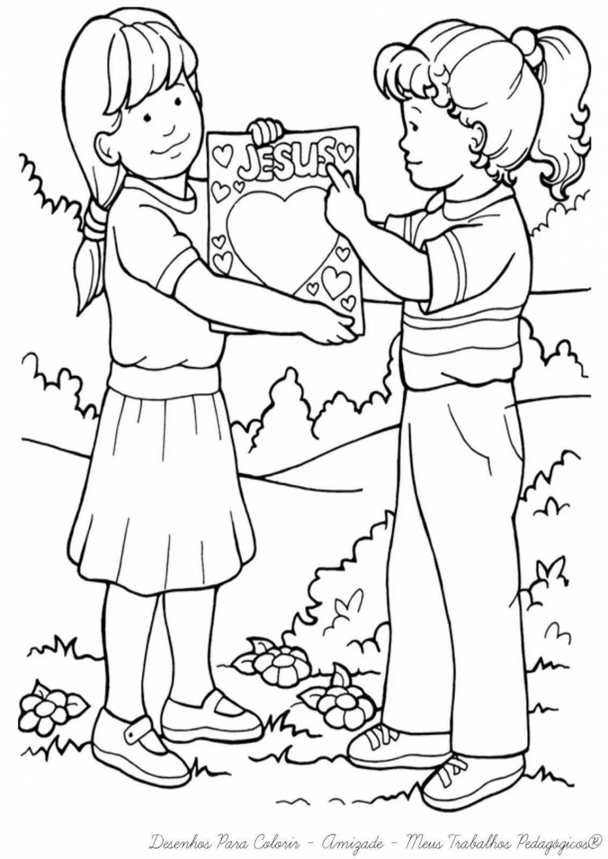 Blissful friendship coloring page