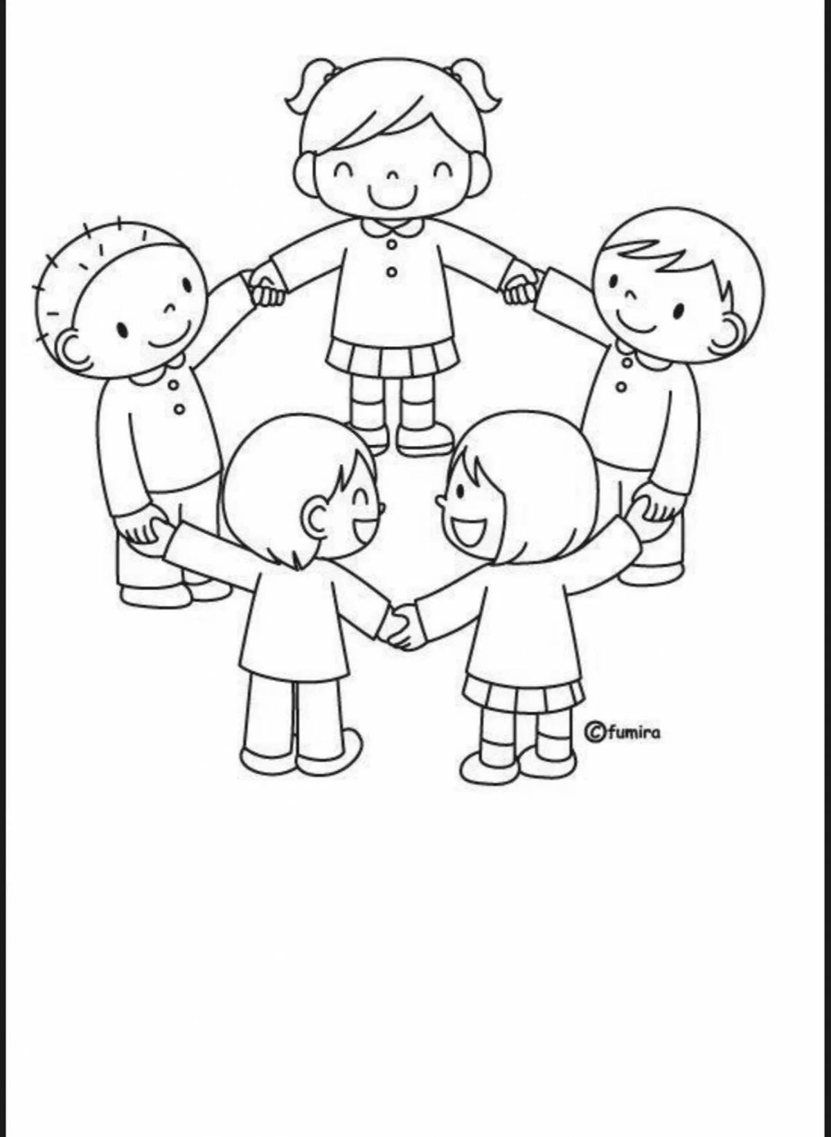 Coloring page peaceful friendship