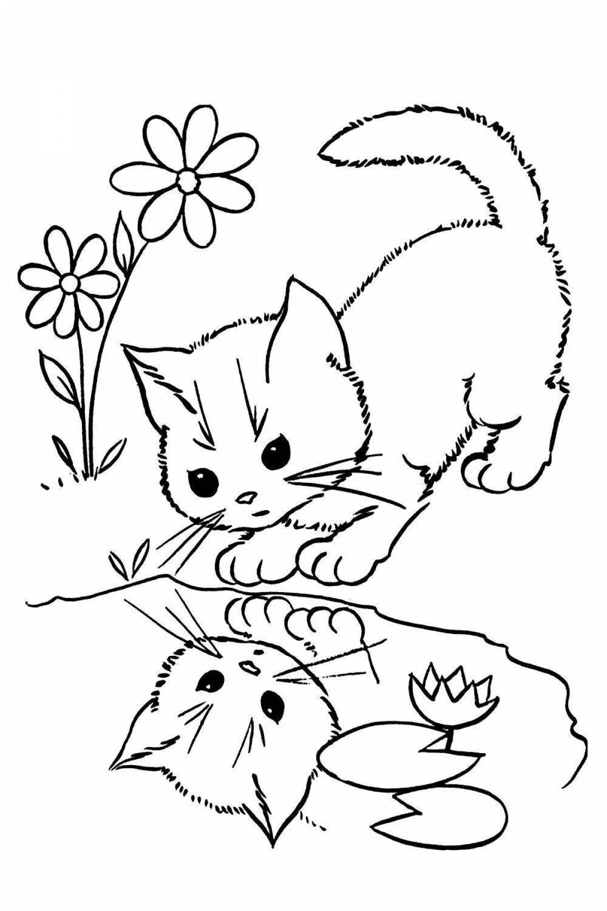 Elegant coloring book for girls 7 years old with cats