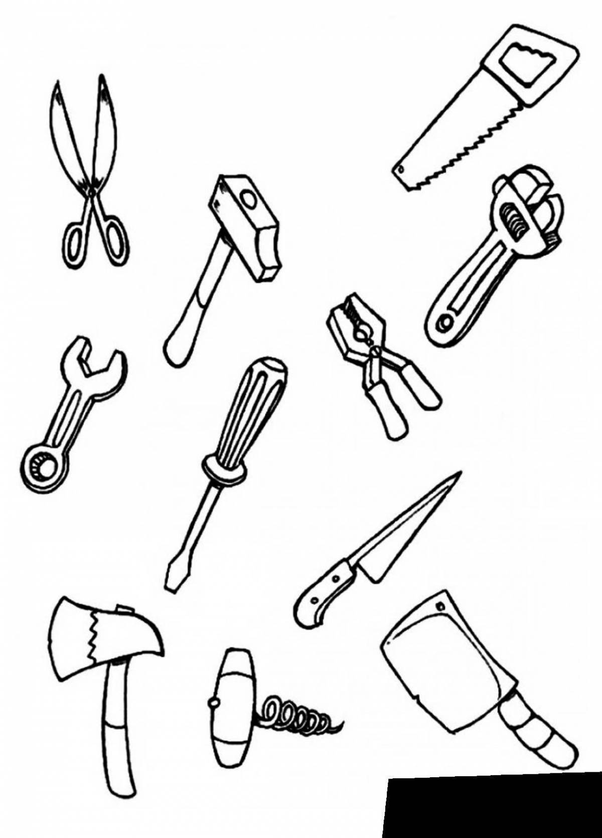 Attractive tools coloring page