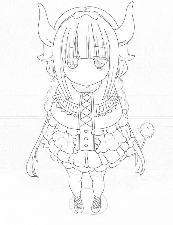 Coloring Pages Anime maid dragon kobayashi (28 pcs) download or print