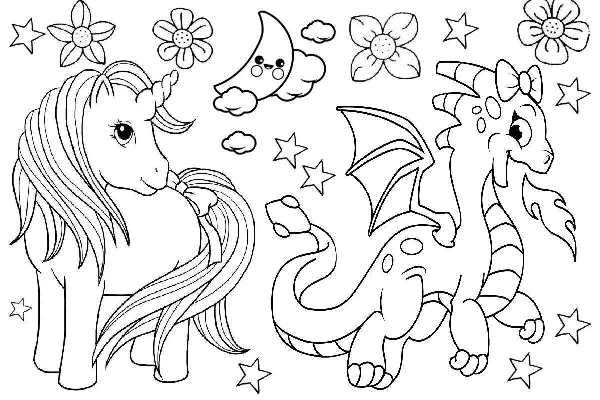 Glitter coloring book for girls 7 years old unicorn