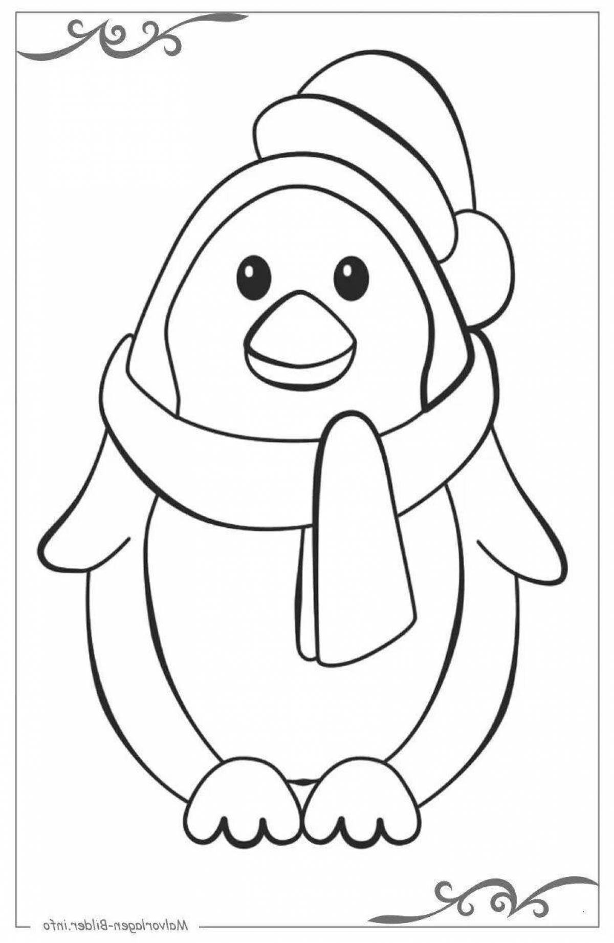 Penguin funny coloring book