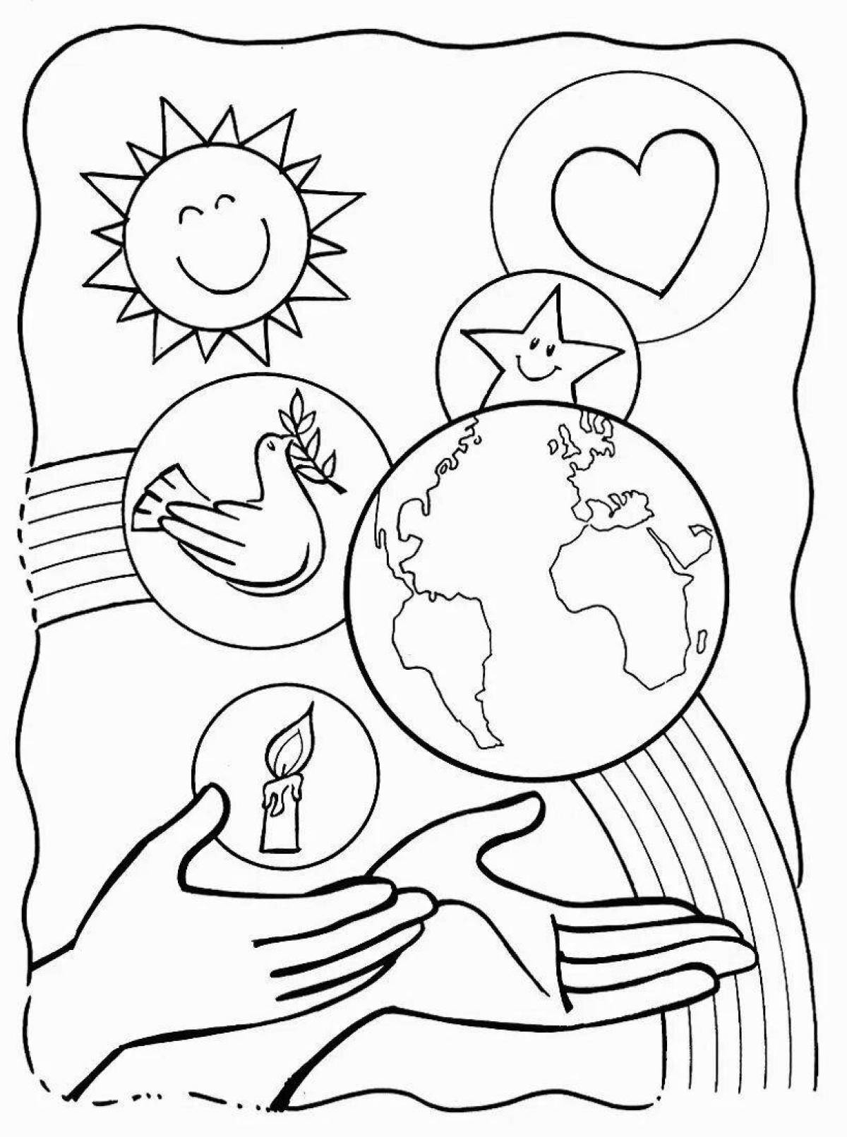 Coloring page blissful world without war