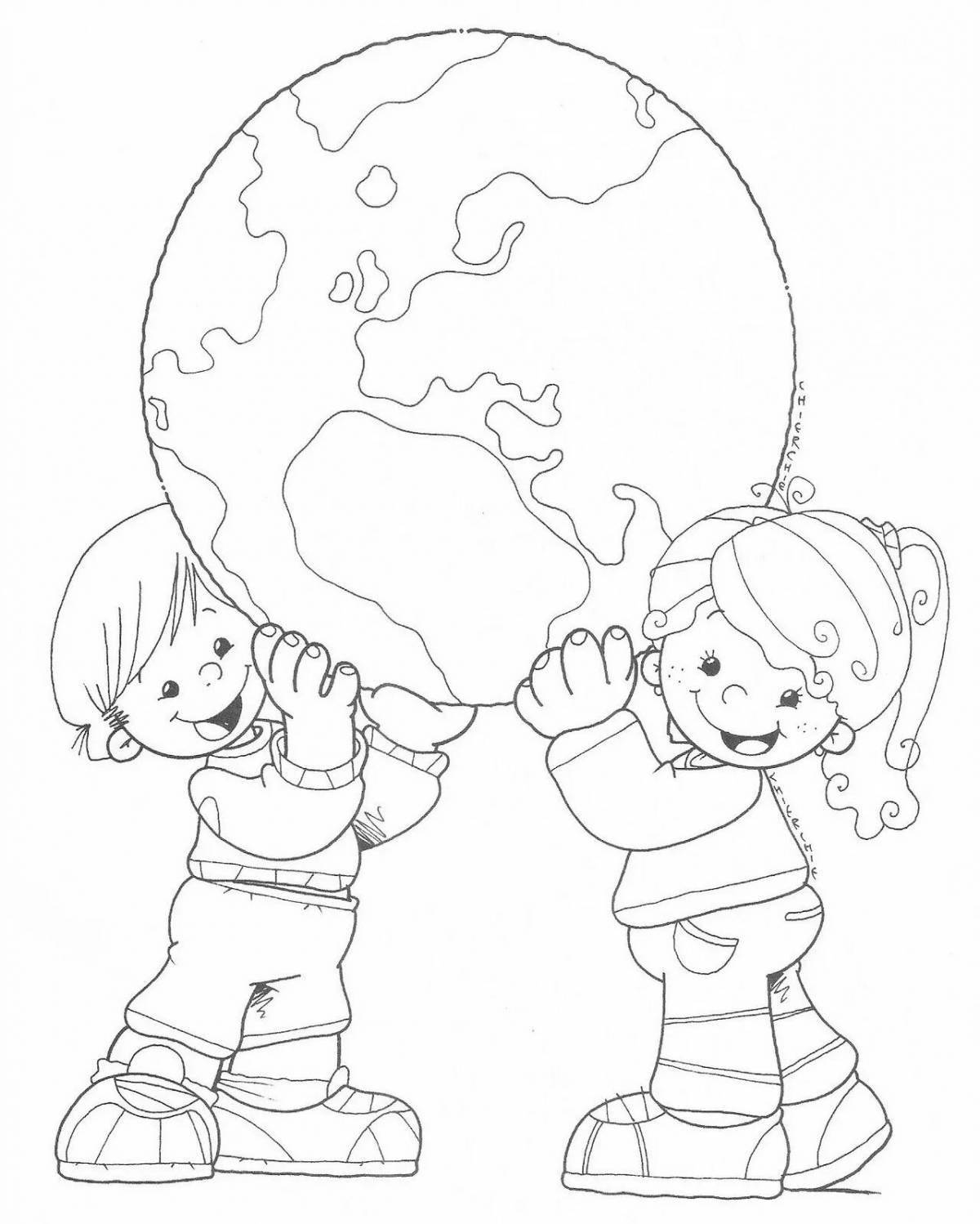 Photo Coloring page turbulent world without war