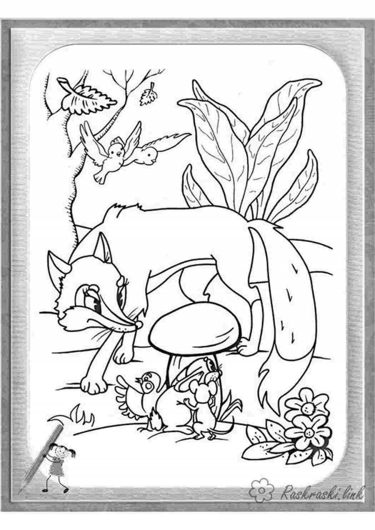 Coloring fairy fox and jug