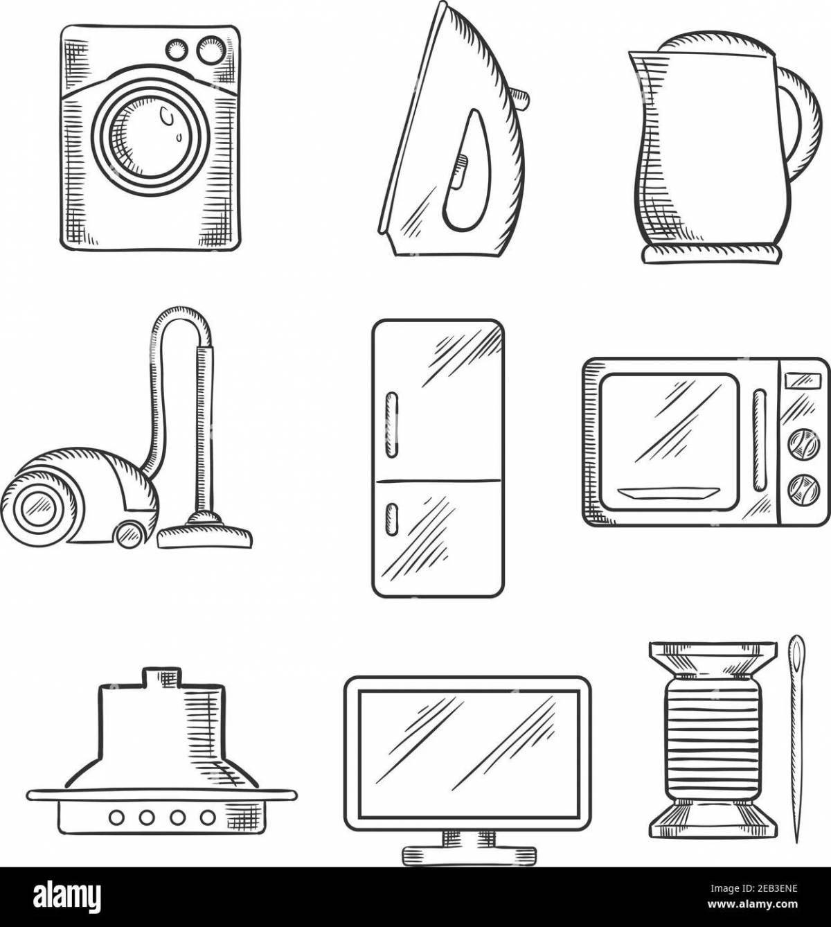 Charming home appliances coloring