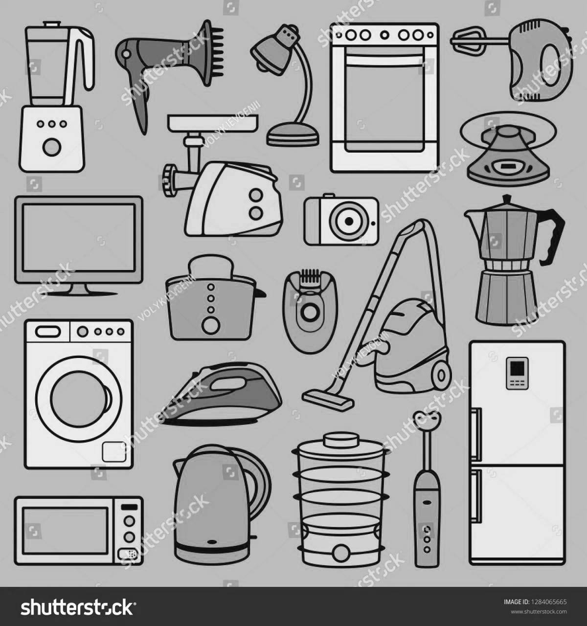 Cute coloring of household appliances