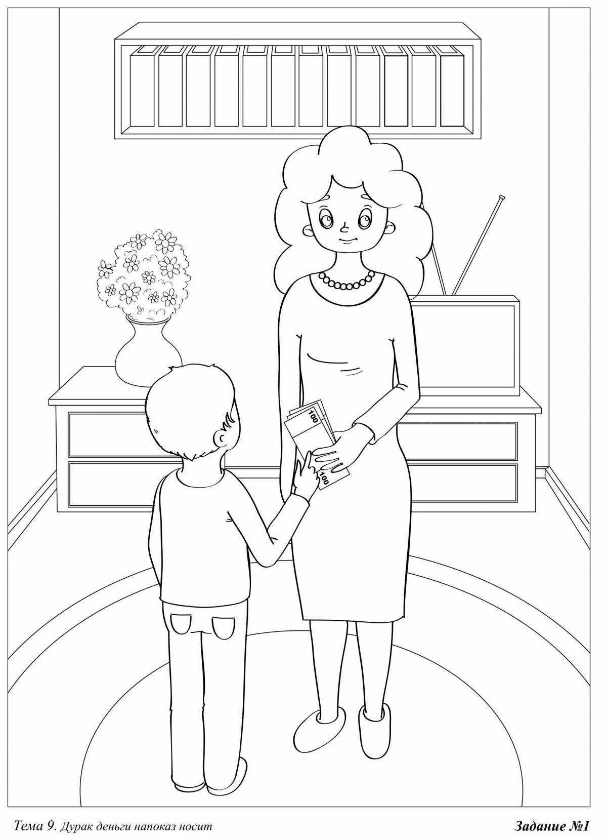 Grade 3 financial literacy coloring page bright design