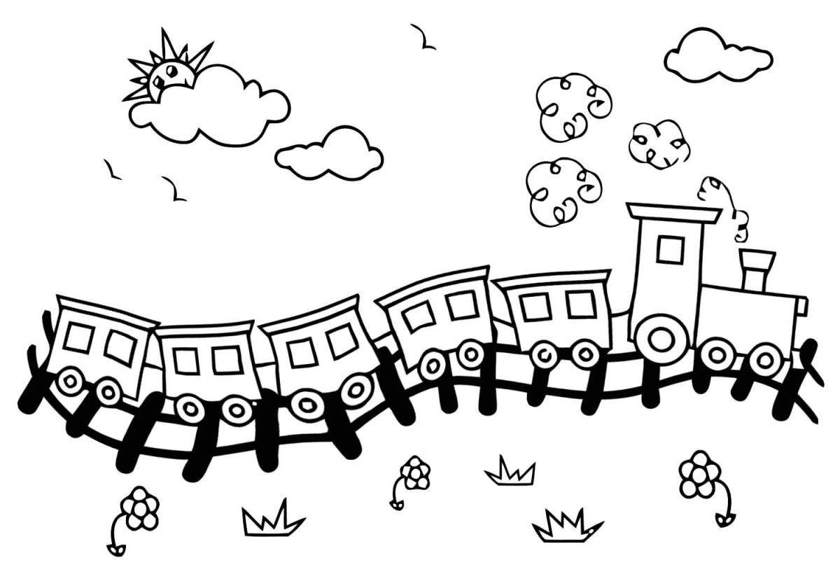 Coloring page charming train with wagon