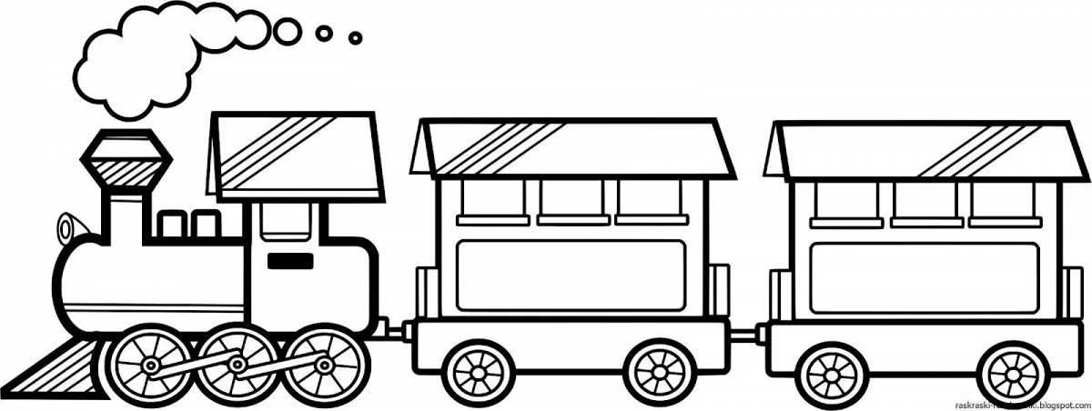 Coloring book funny train with wagon