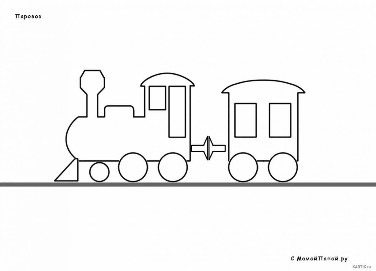 Coloring book humorous train with wagon
