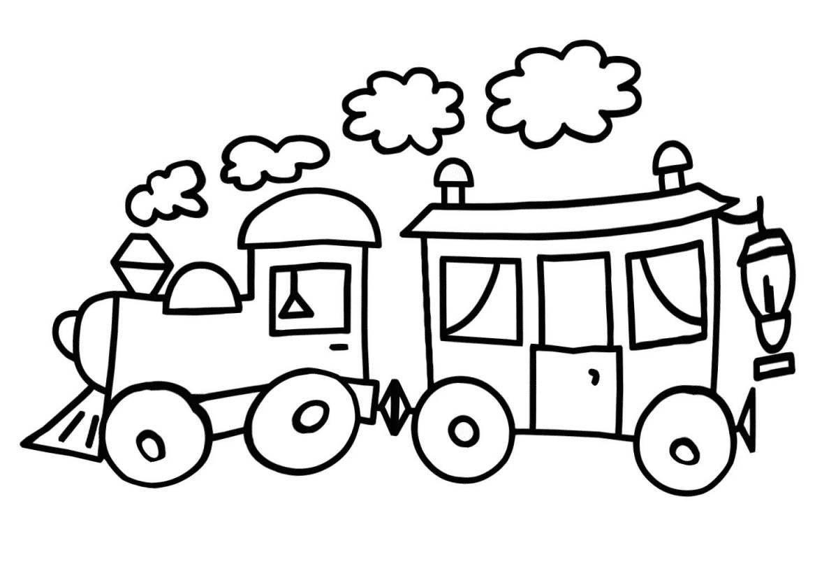 Colored train with wagon coloring book