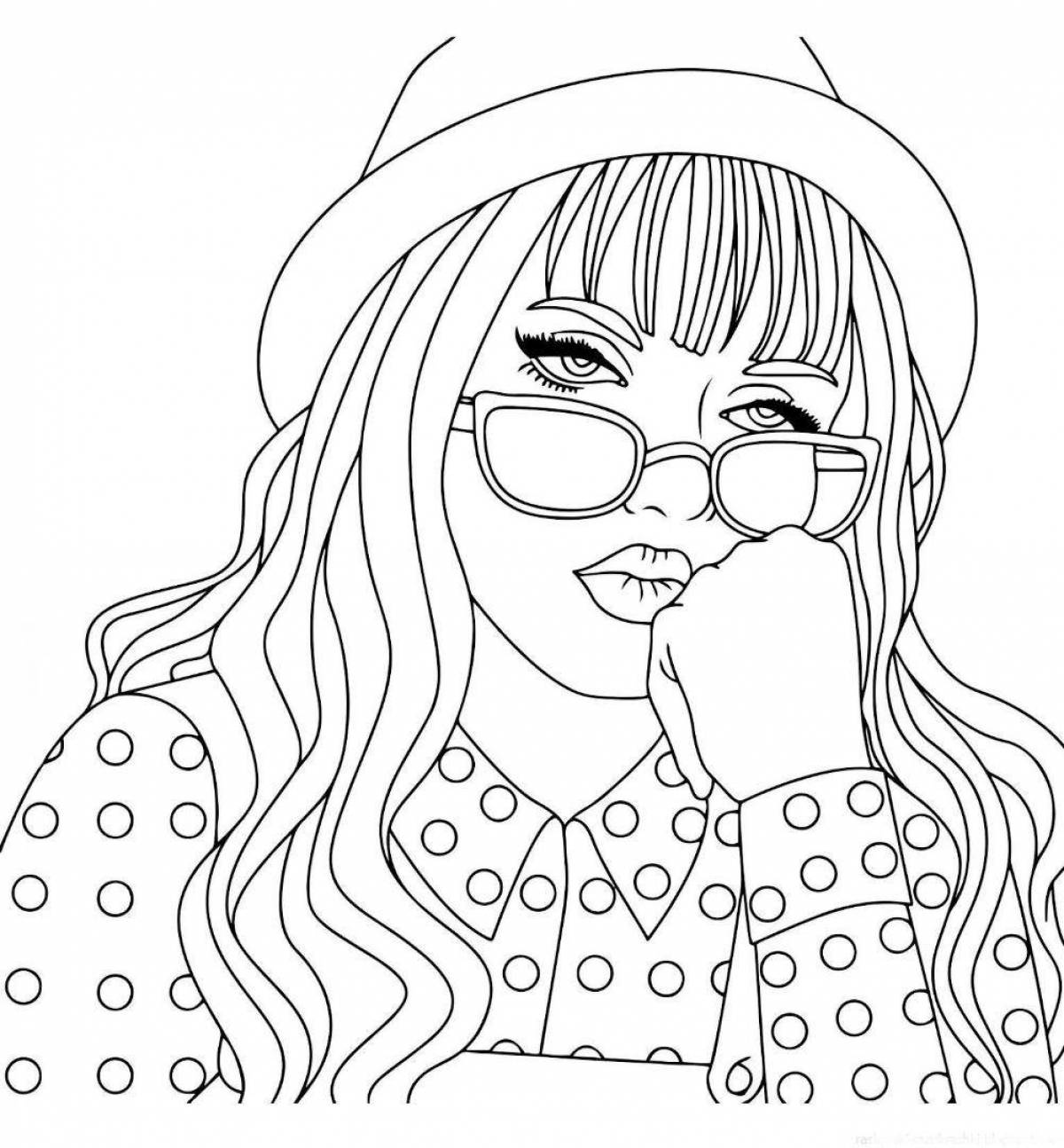 Adorable coloring book for girls 16-17 years old
