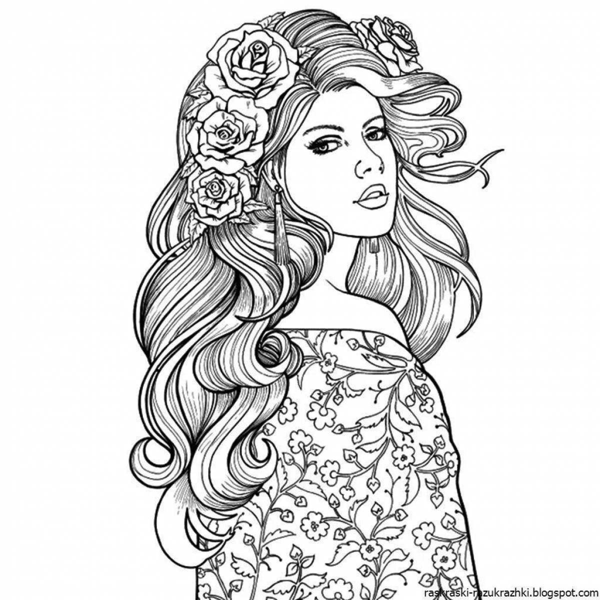 A fascinating coloring book for girls aged 16-17