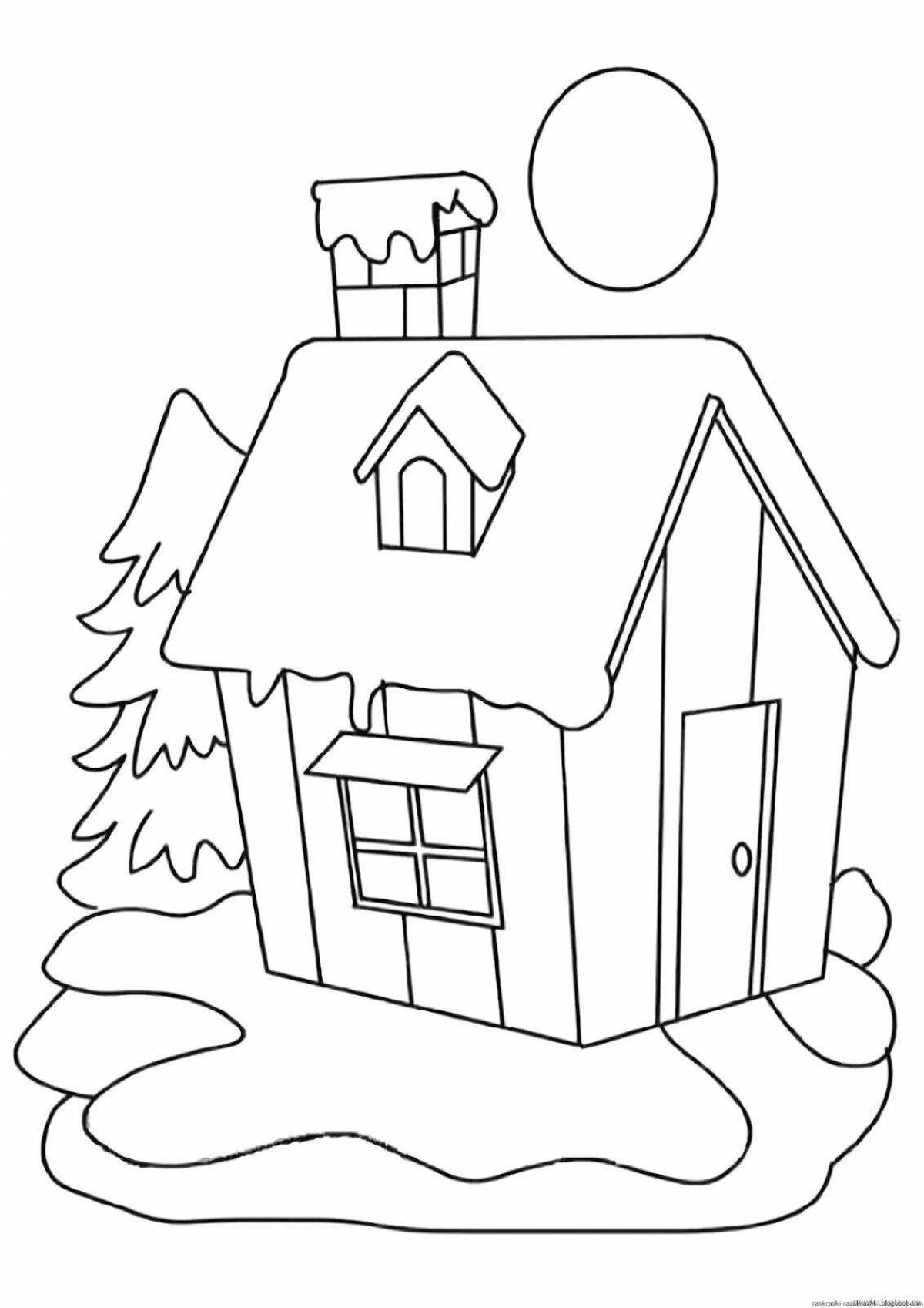 Sparkling Christmas house coloring book