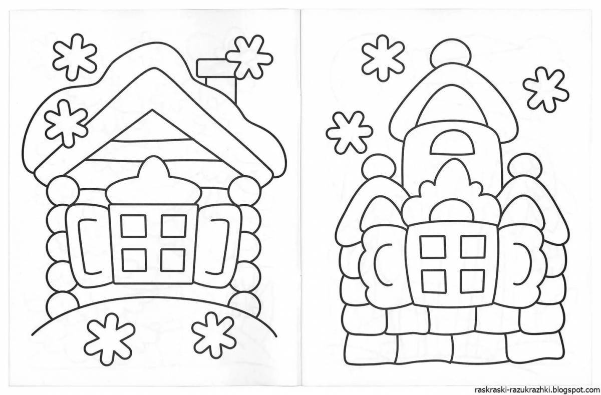 Living Christmas house coloring book