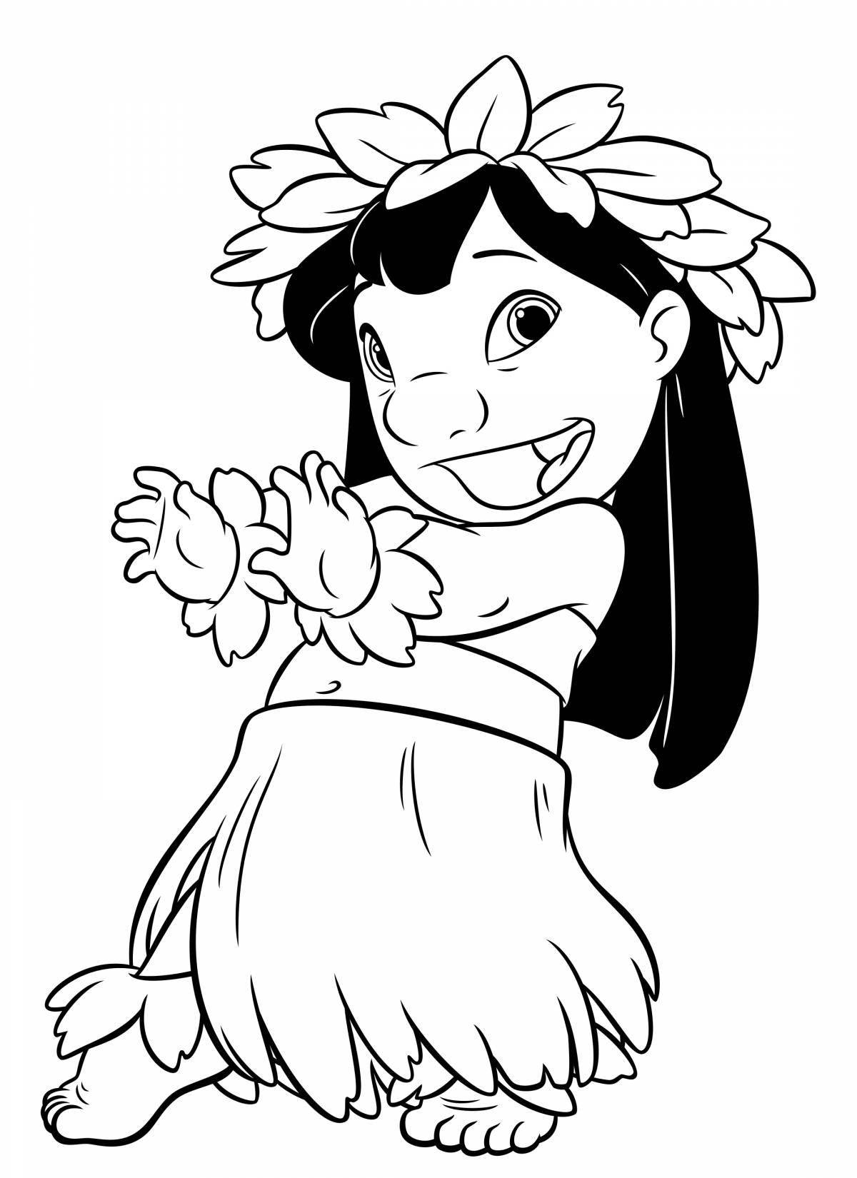 Colourful coloring for girls lilo and stitch