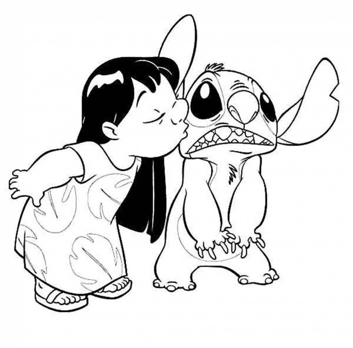 Shiny coloring book for girls lilo and stitch
