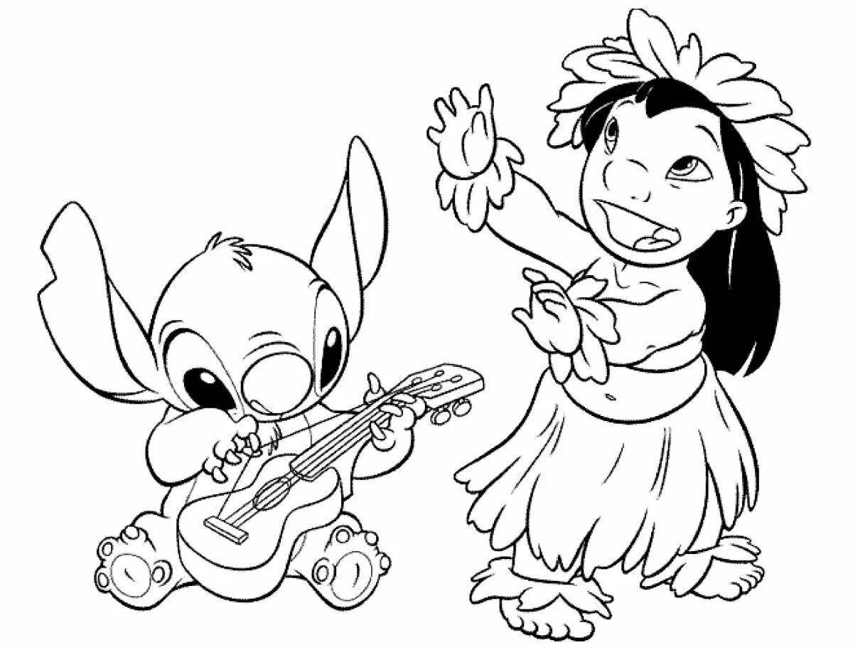 Glamor coloring for girls lilo and stitch