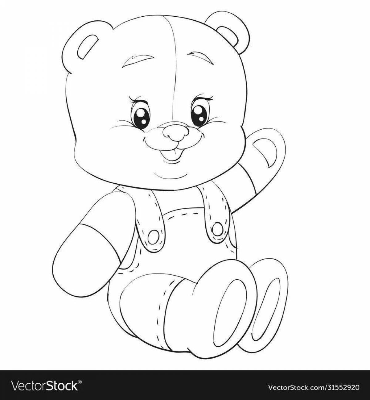 Coloring page adorable teddy bear in baby pants