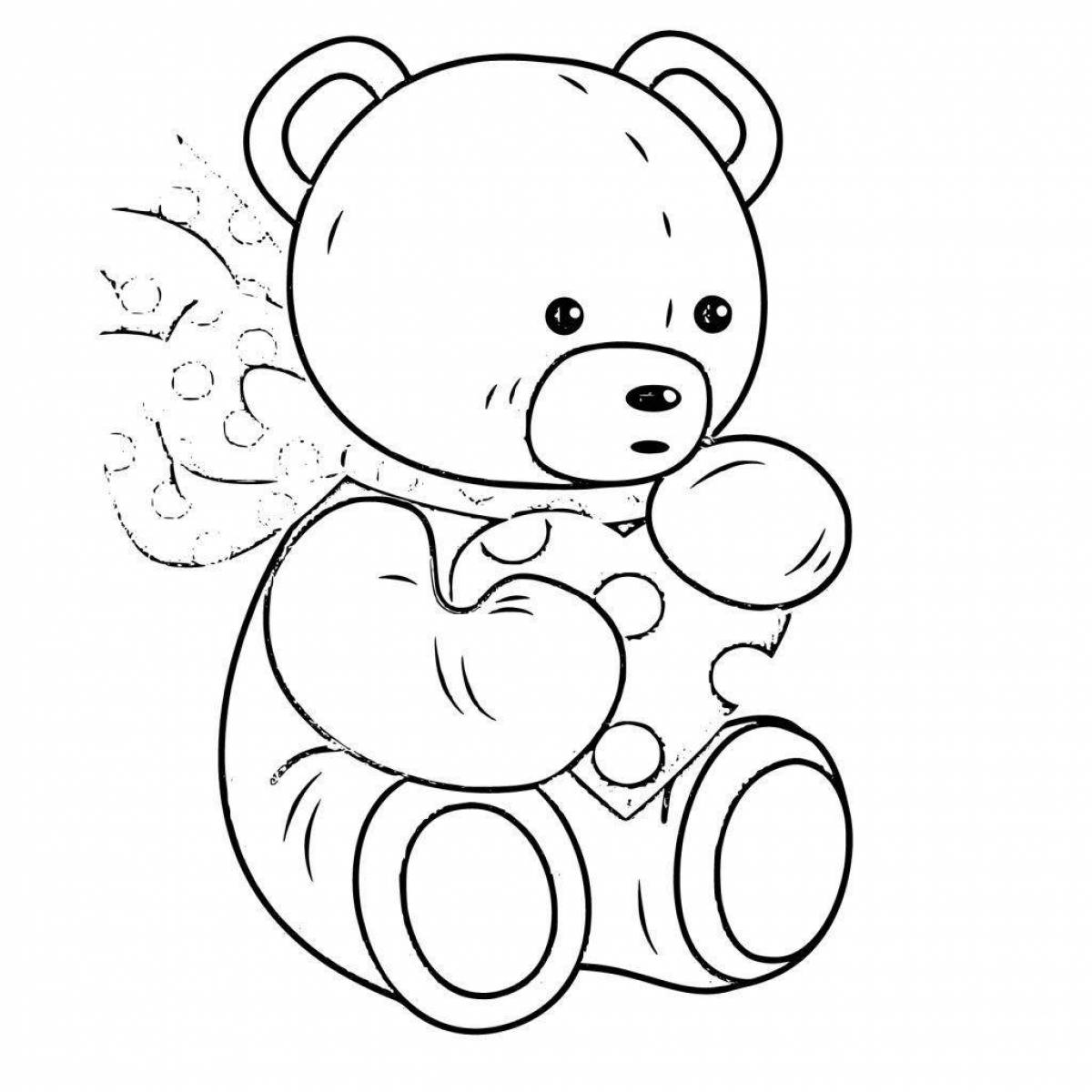 Coloring book playful teddy bear in baby pants