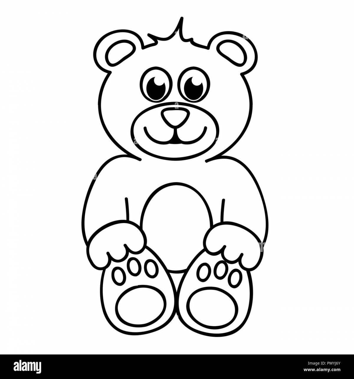 Coloring page happy teddy bear in baby pants