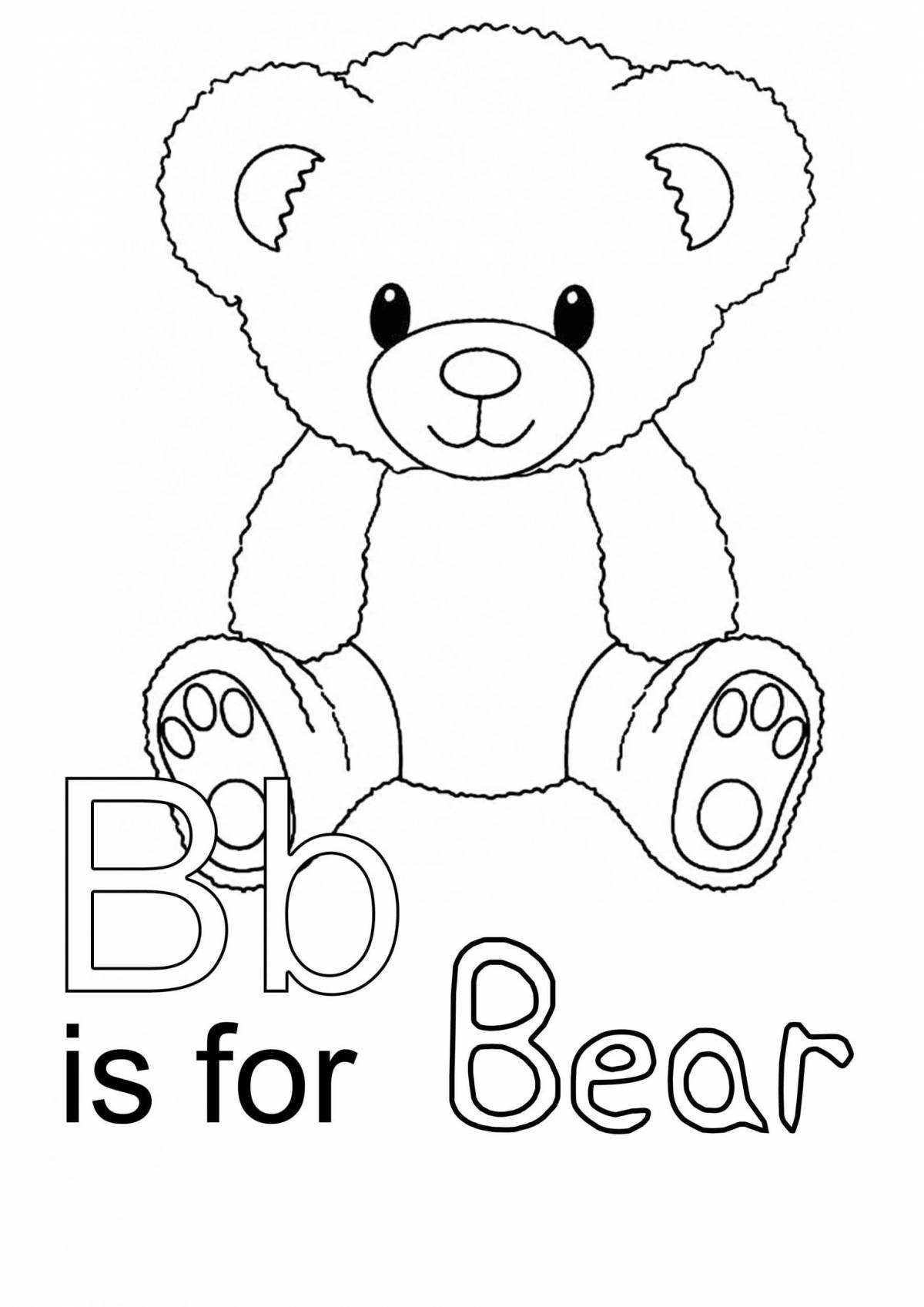 Coloring book cheerful teddy bear in children's pants