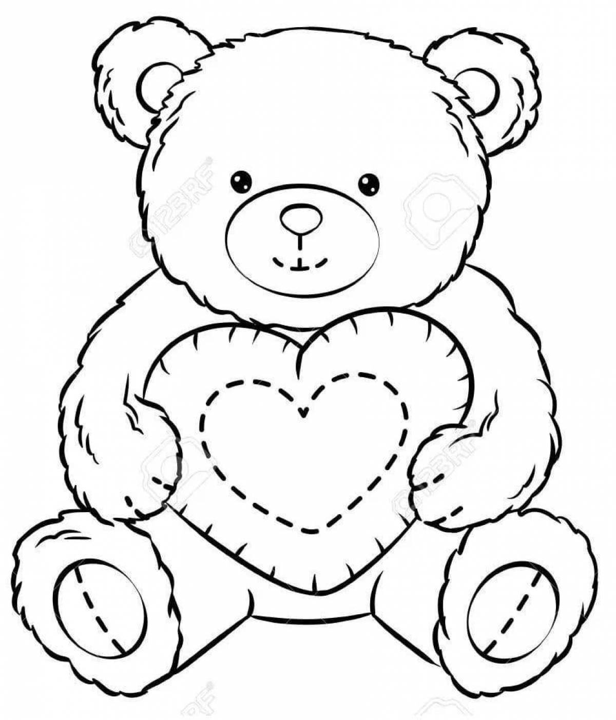 Living teddy bear in baby pants coloring book