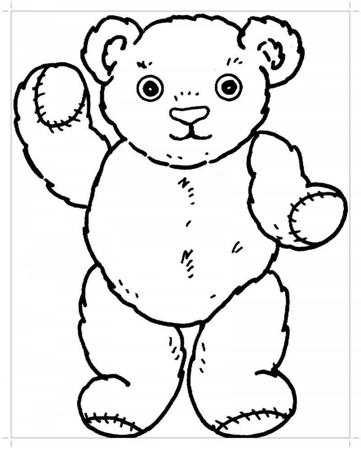 Coloring page fluffy teddy bear in baby pants