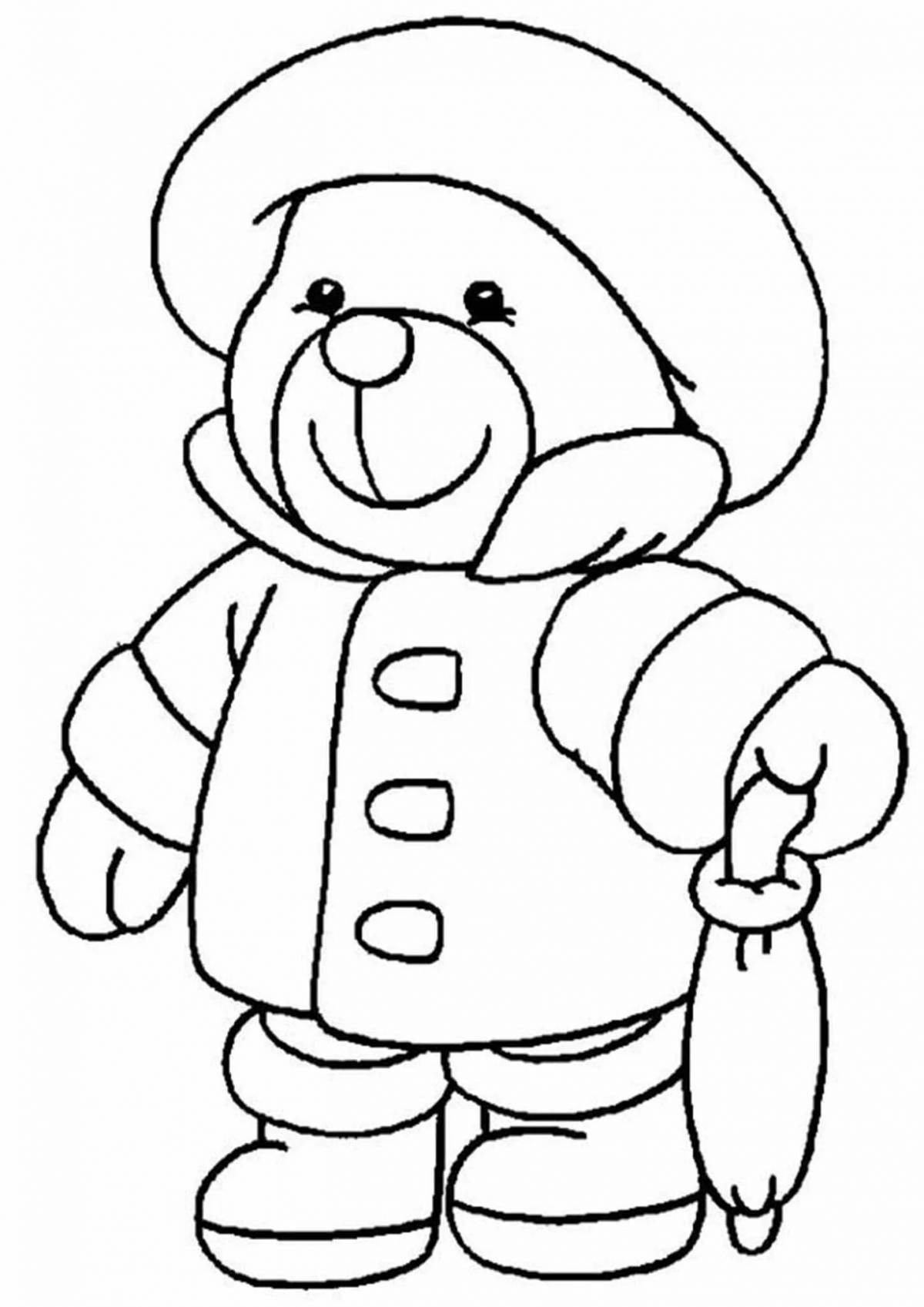 Coloring soft teddy bear in baby pants