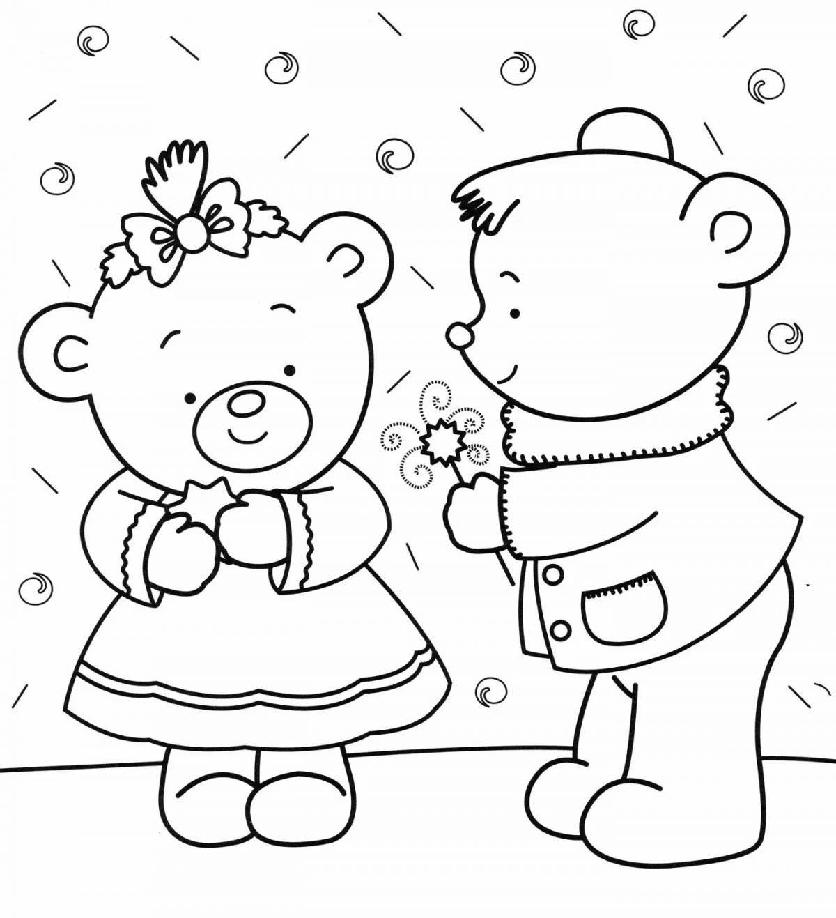 Coloring page cozy teddy bear in baby pants