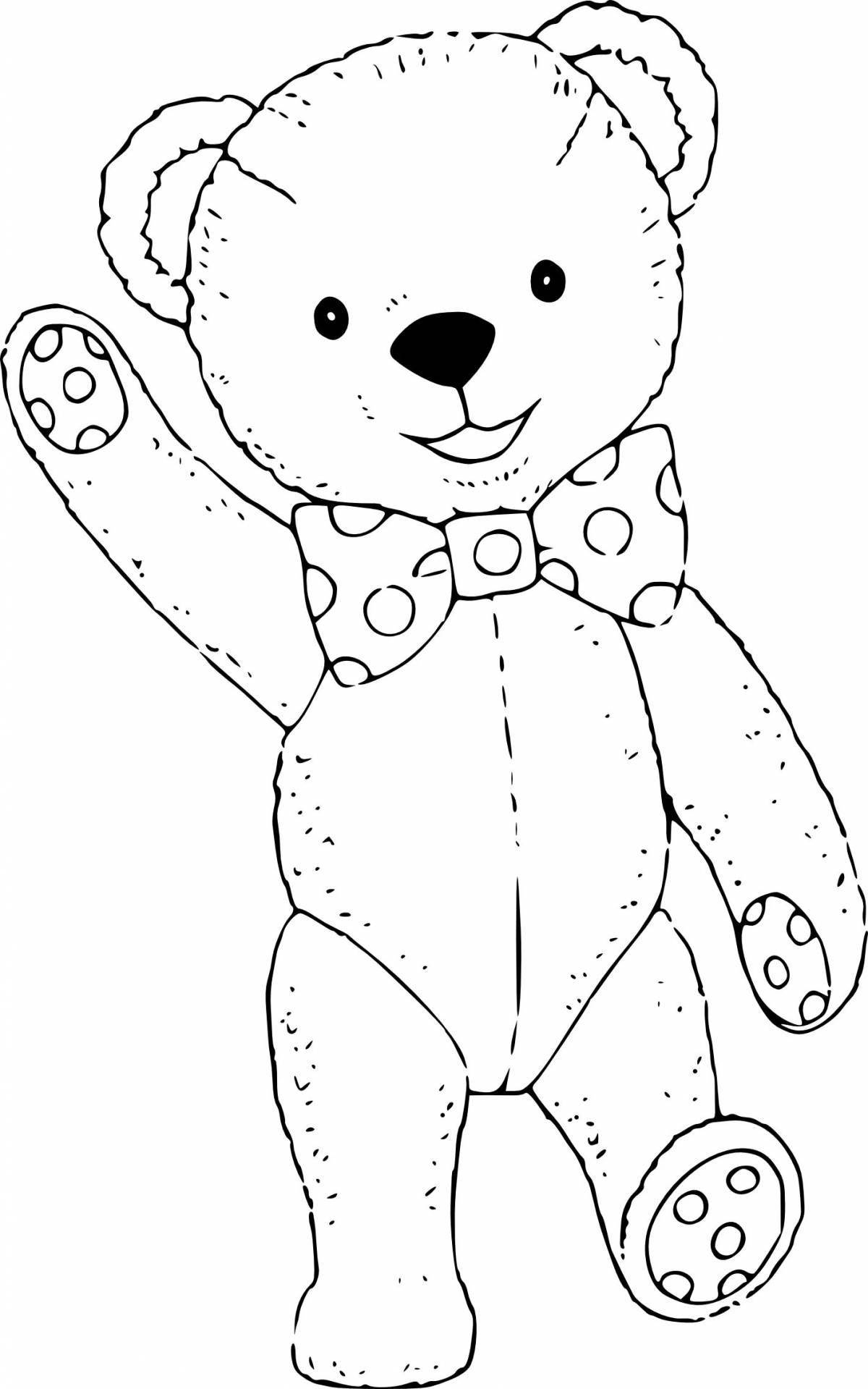 Cute as a button teddy bear in baby pants coloring book