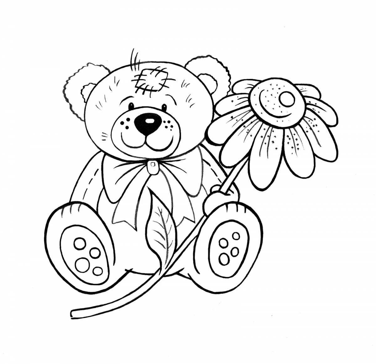 Adorable teddy bear in baby pants coloring book