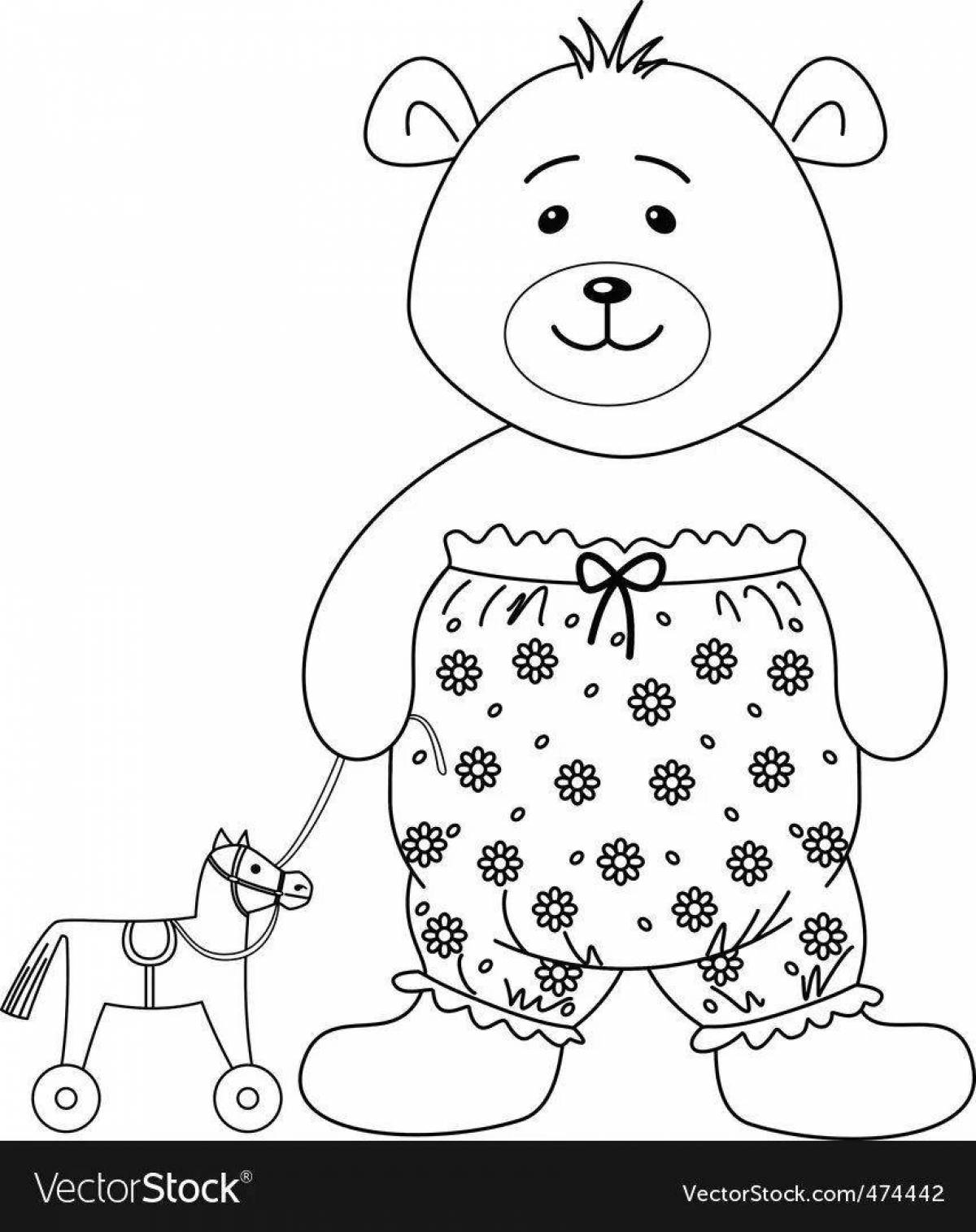 Precious as pearl teddy bear in baby pants coloring book