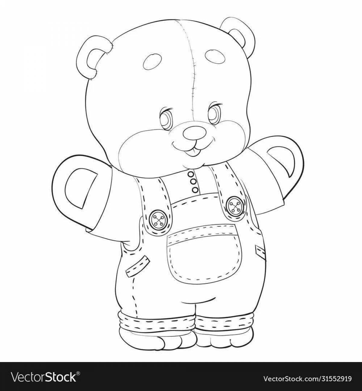 Joyful as can be teddy bear in baby pants coloring book