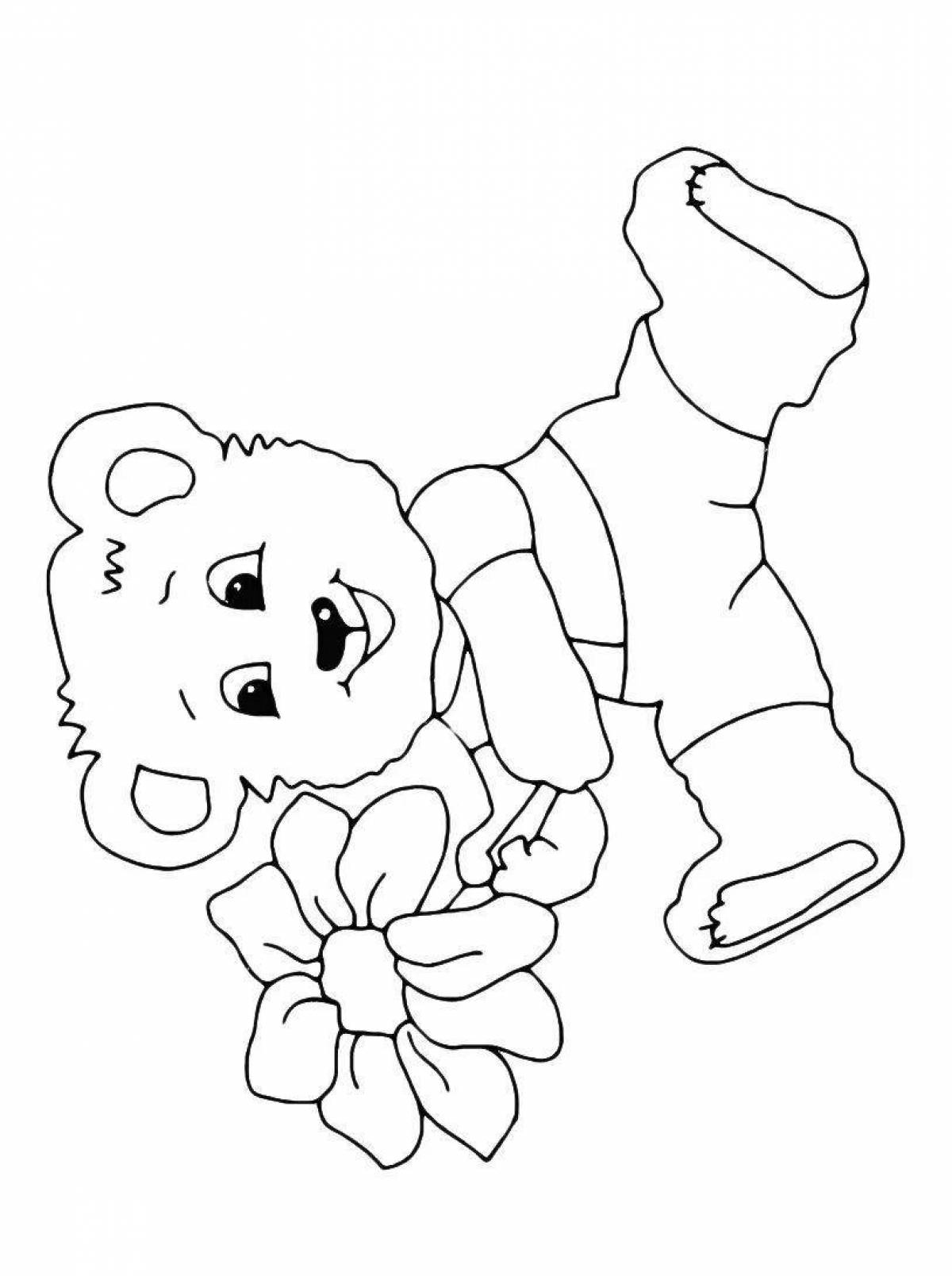 Colorful teddy bear in children's pants coloring book