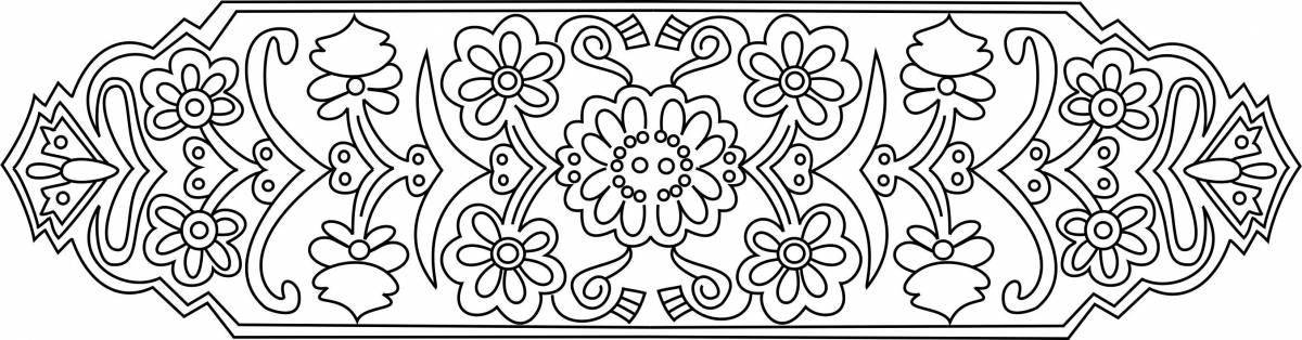 Coloring page with intricate Russian pattern