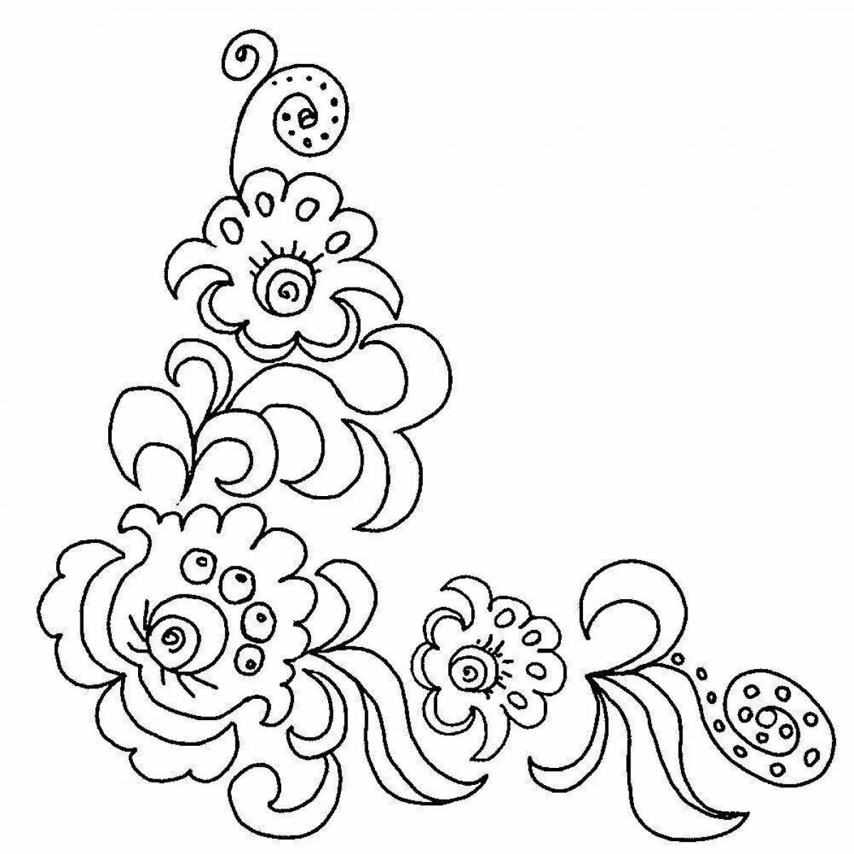Coloring page graceful russian ornament