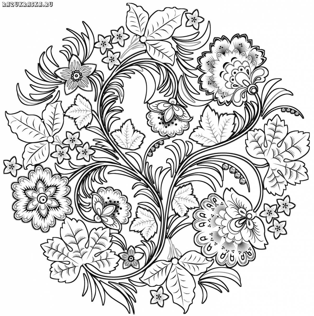 Coloring bright Russian pattern