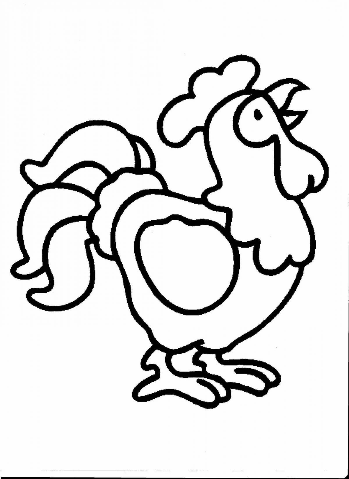 Cockerel fun coloring for beginners