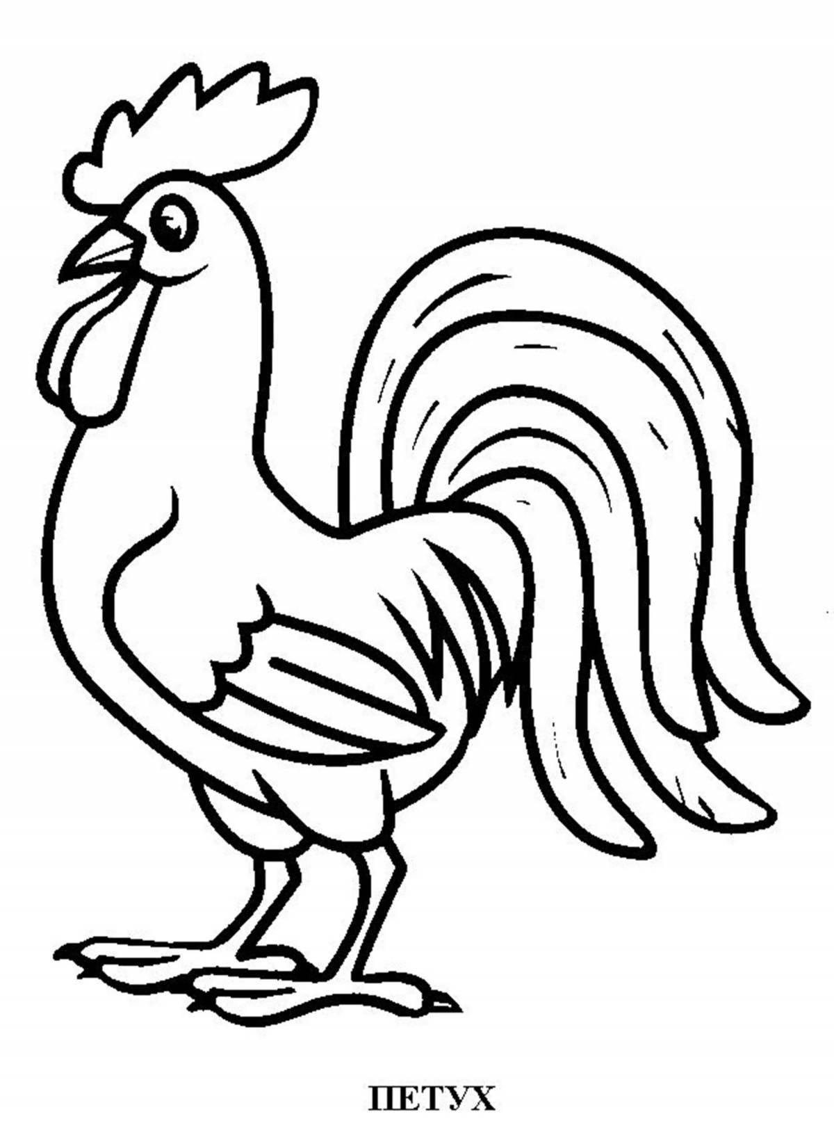 Inspirational cockerel coloring for toddlers