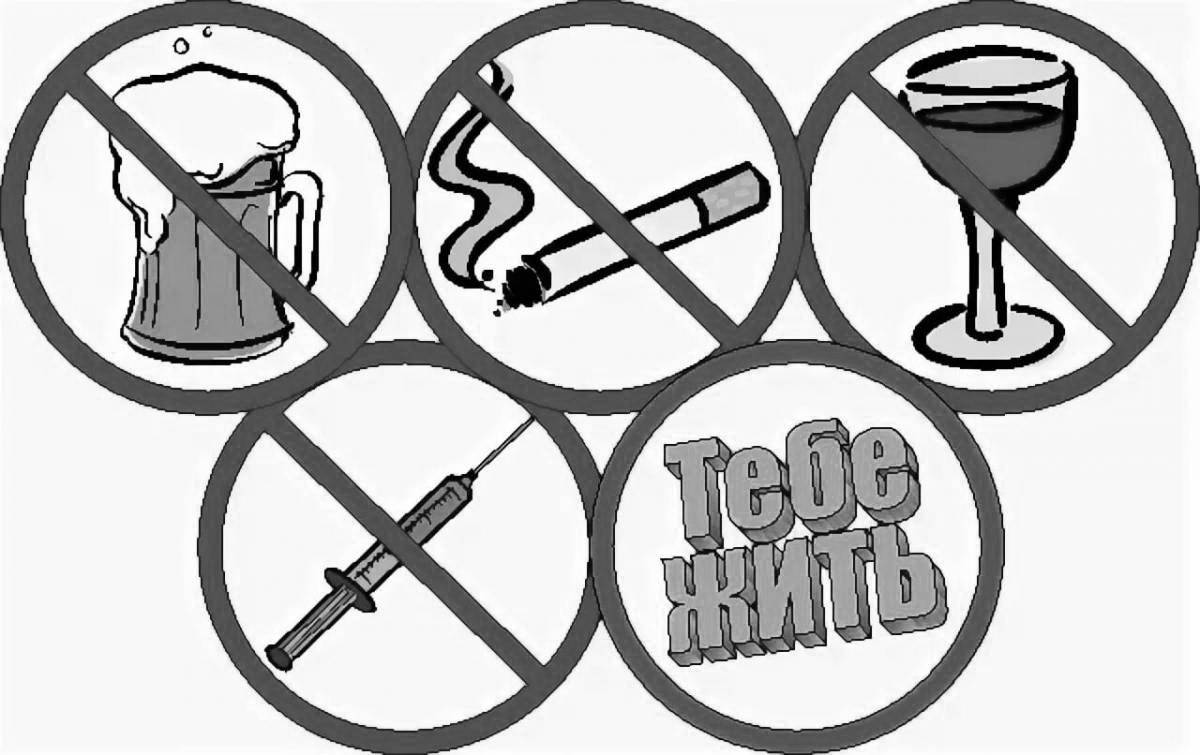 Nice coloring book about bad habits for elementary school