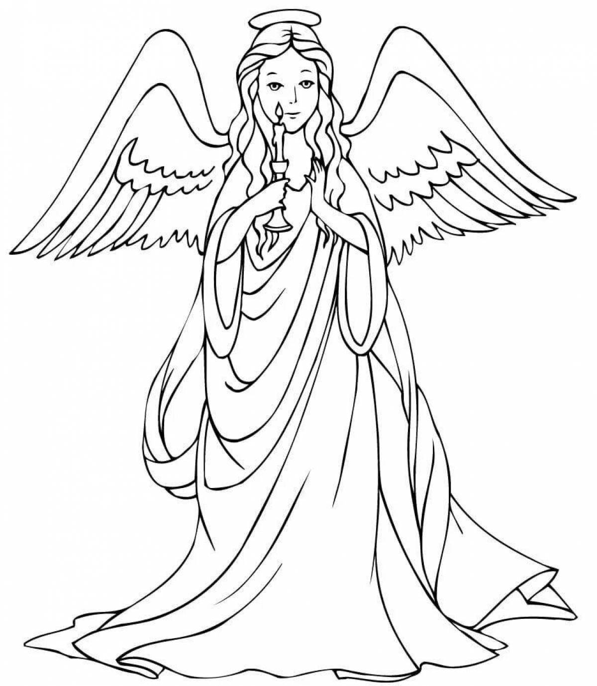 Безмятежная раскраска ангел с крыльями для детей