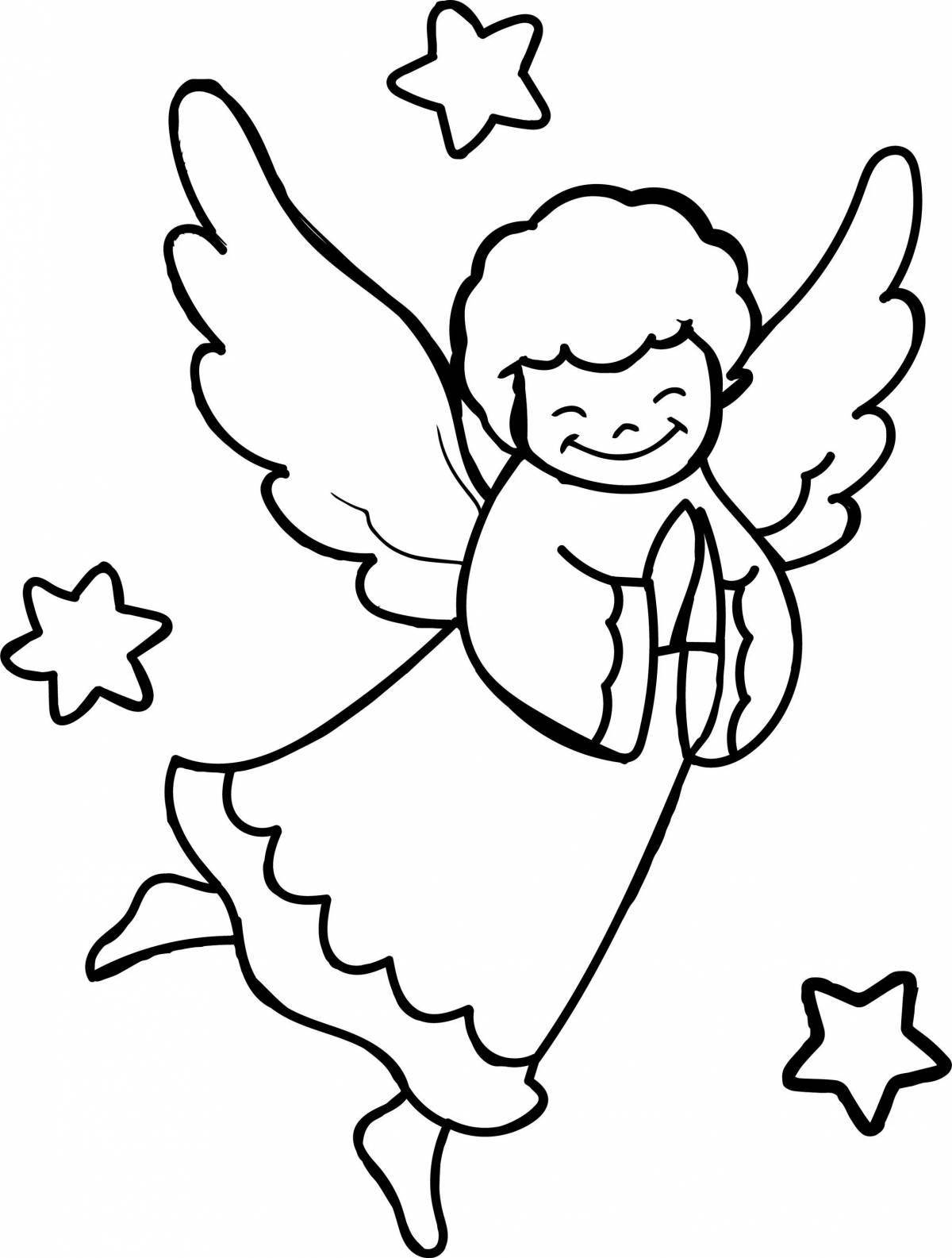 Божественная раскраска ангел с крыльями для детей