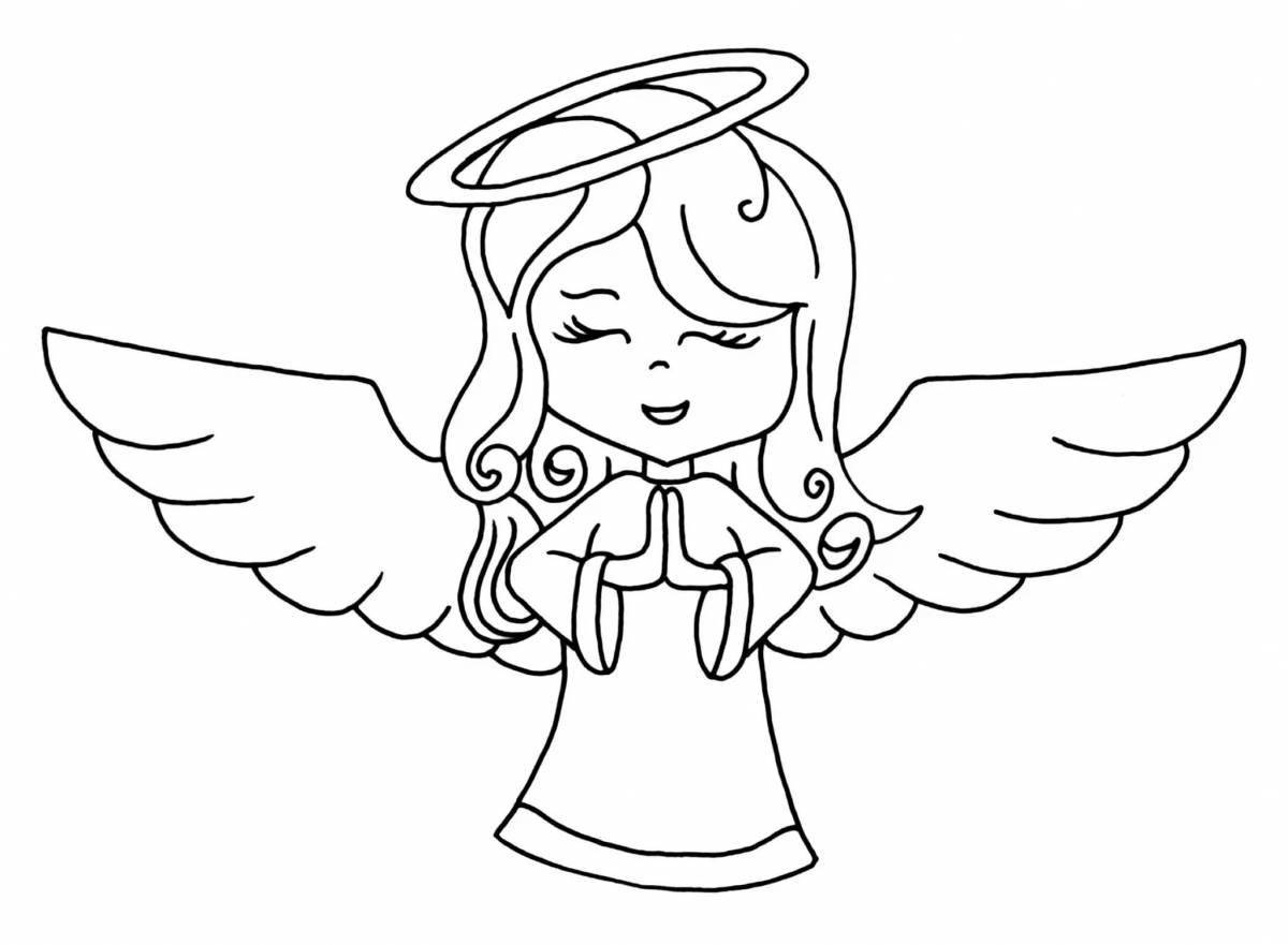 Элегантная раскраска ангел с крыльями для детей