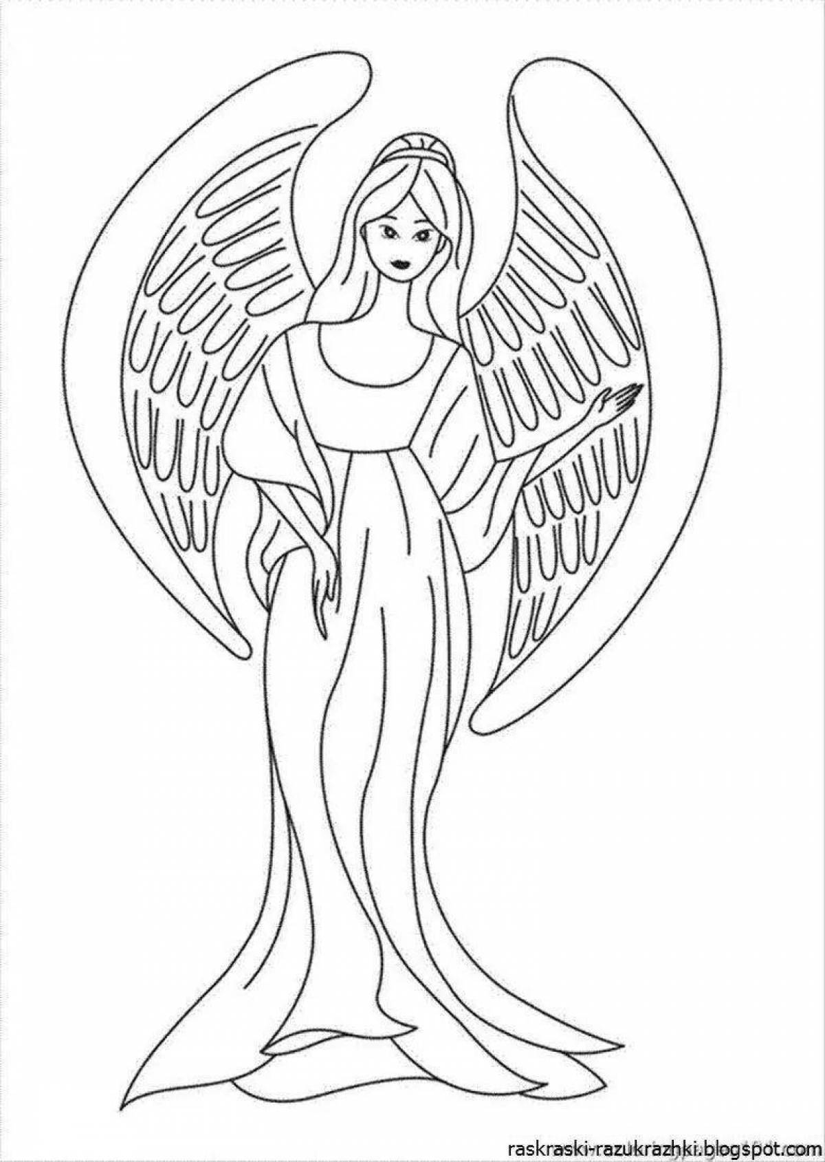 Delightful coloring book angel with wings for children