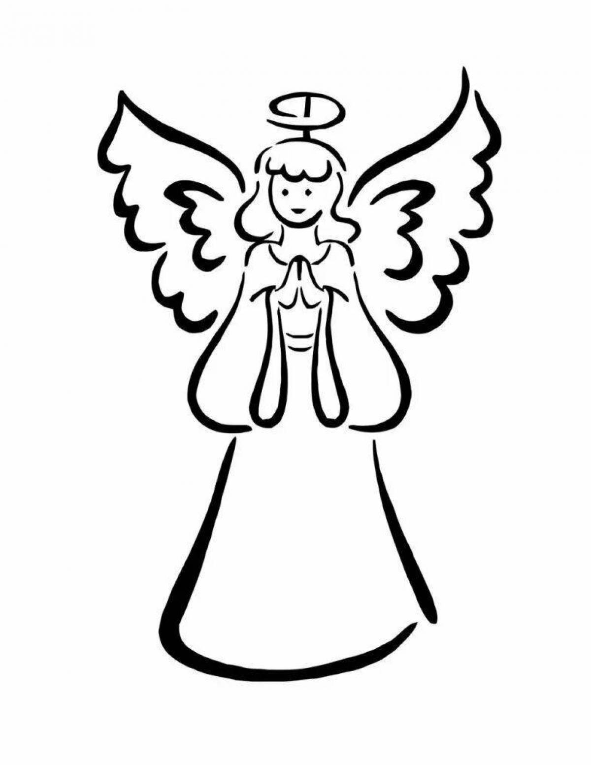 Красивая раскраска ангел с крыльями для детей