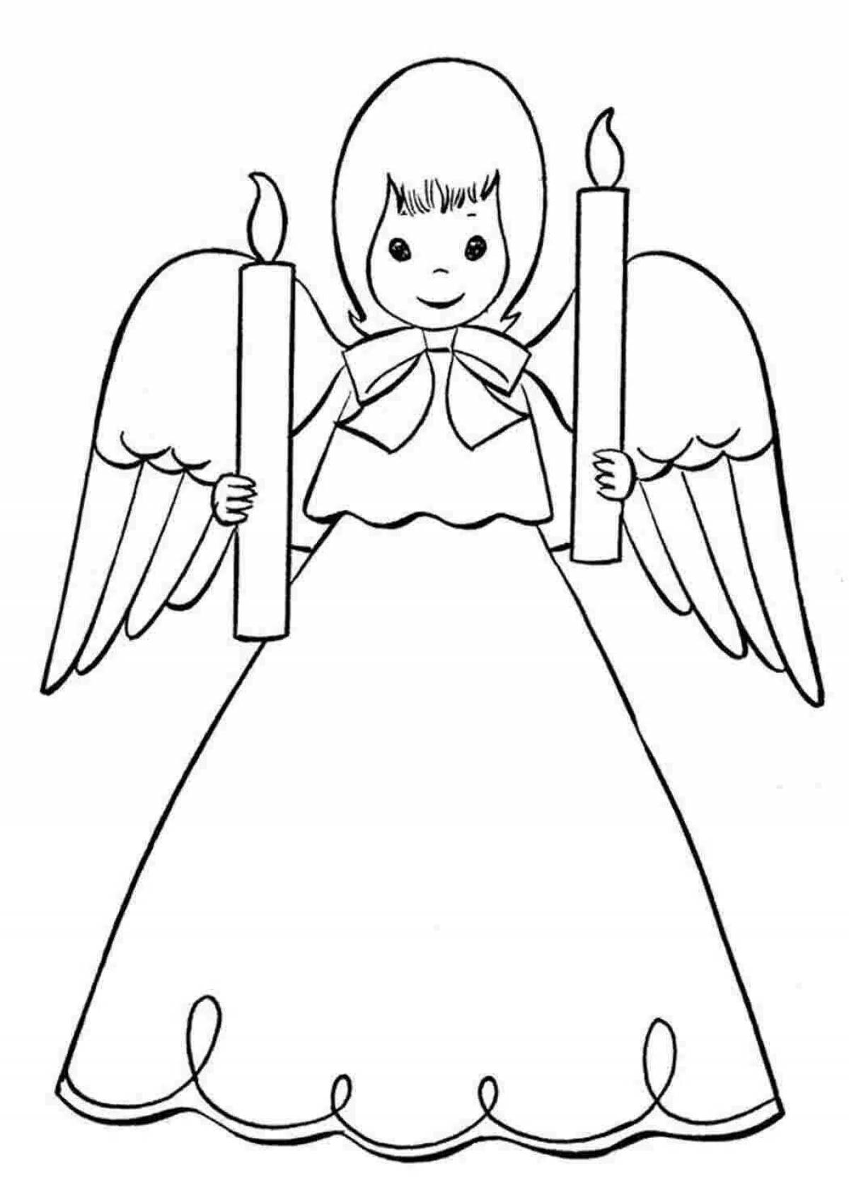 Glowing angel with wings coloring book for kids